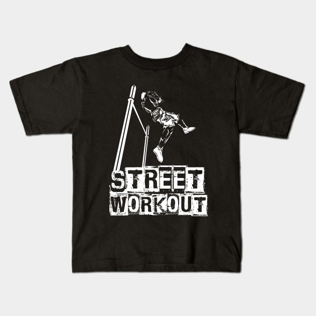 Street Workout- Muscle up-W Kids T-Shirt by Speevector